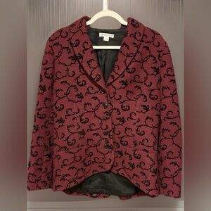 Pendleton Burgundy Flocked Scroll Wool Blend Blazer Jacket Women’s L